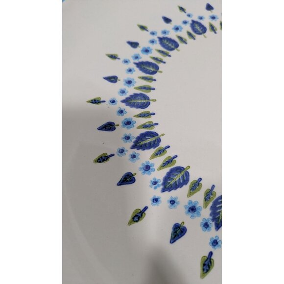 Marcrest Stetson Swiss Alpine Chalet Platter Blue Floral Leaf Design Ovenproof - Picture 4 of 10